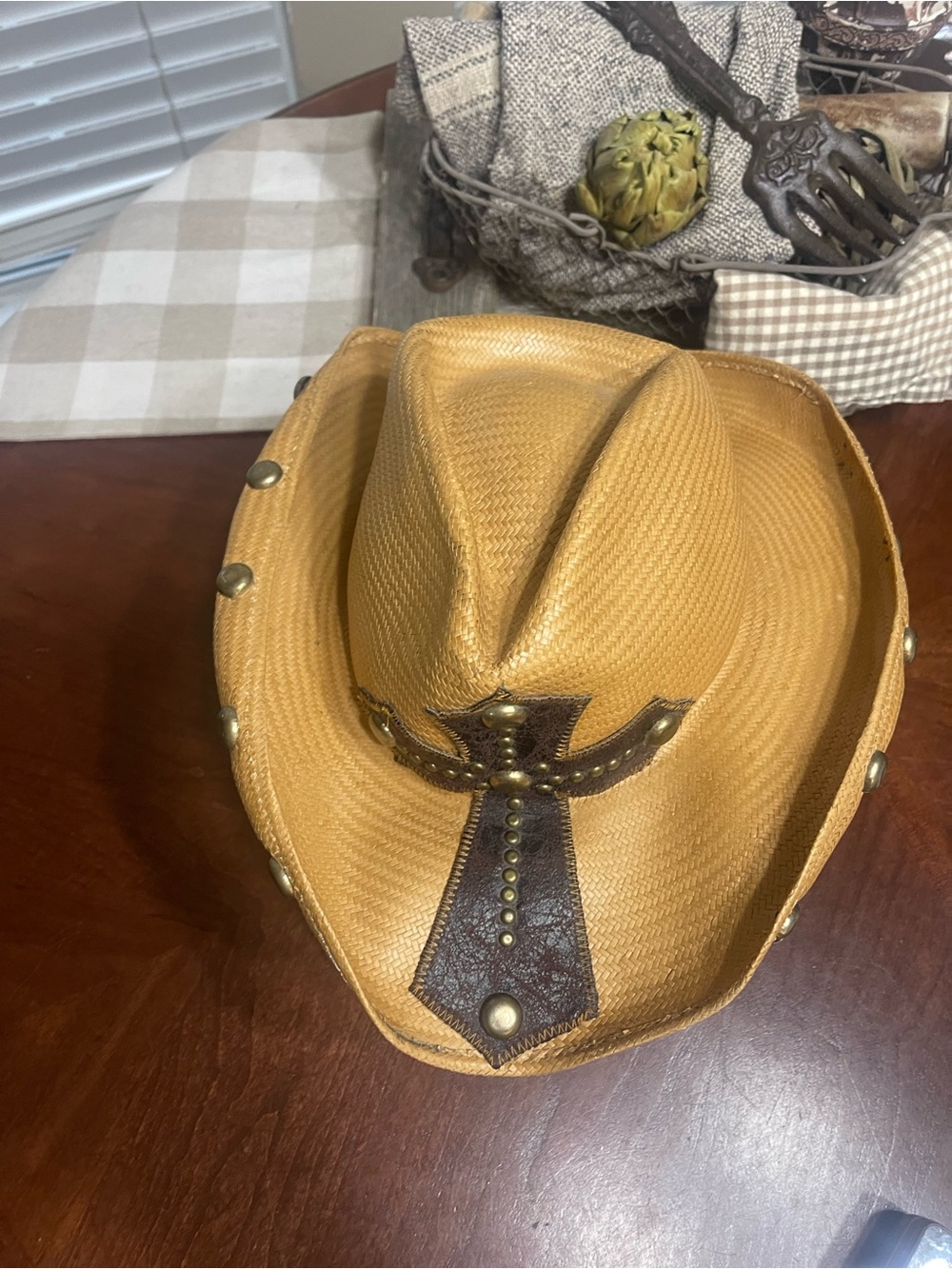 Bullhide No Mercy Panama Straw Western Hat Leather Cross - Picture 4 of 12